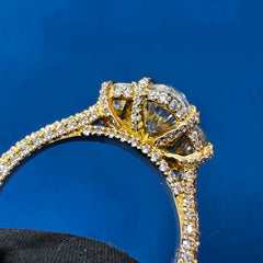 VVS Oval Cut Lab Grown Diamond Three Stone Hidden halo Engagement Ring