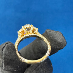 VVS Oval Cut Lab Grown Diamond Three Stone Hidden halo Engagement Ring