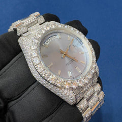 Iced out VVS Moissanite Diamond Day Date Bust Down Watch