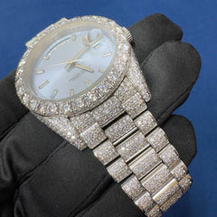 Iced out VVS Moissanite Diamond Day Date Bust Down Watch
