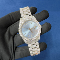 Iced out VVS Moissanite Diamond Day Date Bust Down Watch