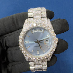 Iced out VVS Moissanite Diamond Day Date Bust Down Watch