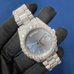 Iced out VVS Moissanite Diamond Day Date Bust Down Watch