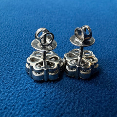 Round Lab Grown Diamond Engagement Stud Earrings ,Flower Style Bridal Earrings