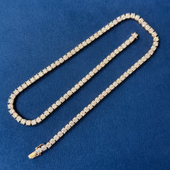 5MM Round Lab Diamond Tennis Chain, Sterling Silver Tennis Necklace chain For him