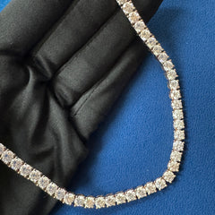 5MM Round Lab Diamond Tennis Chain, Sterling Silver Tennis Necklace chain For him
