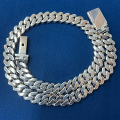 14mm Ice Out Lab Grown Diamond Cuban Necklace, 10K White Gold Cuban Link Chain