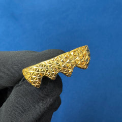 14KT Yellow Gold Princess Cut Teeth Plain Gold Grillz Set