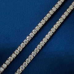 5MM Round Lab Diamond Tennis Chain, Sterling Silver Tennis Necklace chain For him