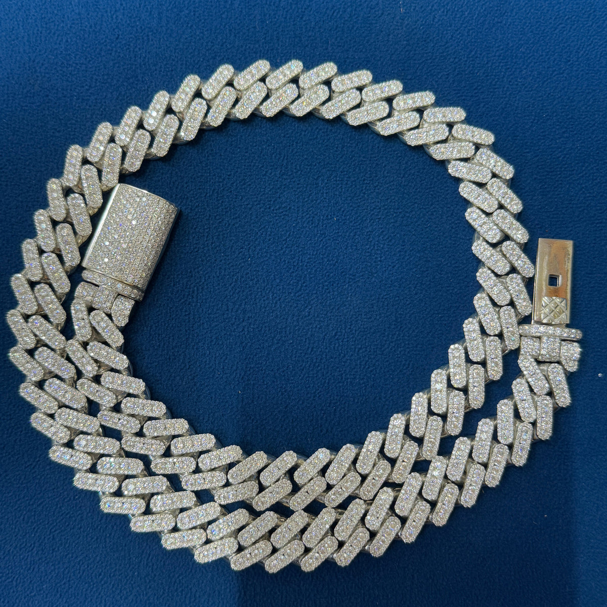 14mm Ice Out Lab Grown Diamond Cuban Necklace, 10K White Gold Cuban Link Chain