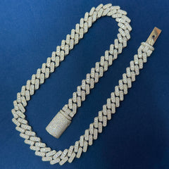14mm Ice Out Lab Grown Diamond Cuban Necklace, 10K White Gold Cuban Link Chain