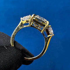 14K Yellow Gold Radiant Cut Canary Yellow Three Stone  Lab Grown Diamond Engagement Ring