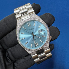 Customized Sky Dial Lab Diamond Citizen Watch For Unisex