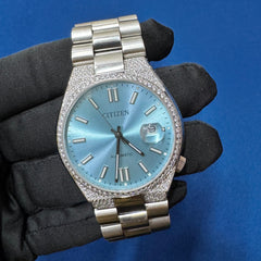 Customized Sky Dial Lab Diamond Citizen Watch For Unisex