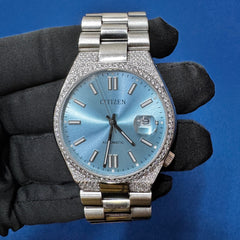 Customized Sky Dial Lab Diamond Citizen Watch For Unisex