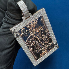 10.2Ct VVS Moissanite 10K Rose Gold Men's Poker Card Pendant