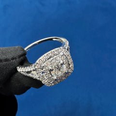 8mm VS1 Lab Grown Diamond Ring, Double Halo Engagement Ring