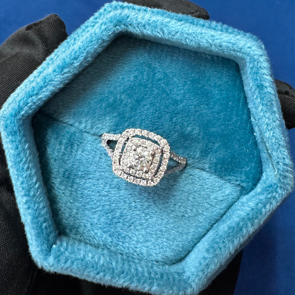 8mm VS1 Lab Grown Diamond Ring, Double Halo Engagement Ring