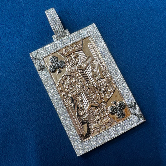 10.2Ct VVS Moissanite 10K Rose Gold Men's Poker Card Pendant