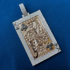 10.2Ct VVS Moissanite 10K Rose Gold Men's Poker Card Pendant
