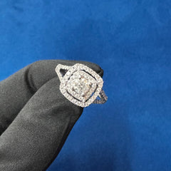 8mm VS1 Lab Grown Diamond Ring, Double Halo Engagement Ring