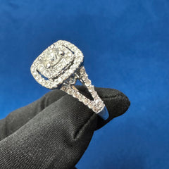 8mm VS1 Lab Grown Diamond Ring, Double Halo Engagement Ring