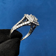 8mm VS1 Lab Grown Diamond Ring, Double Halo Engagement Ring