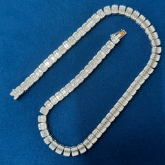8.5mm Round & Baguette Cut Moissanite Diamond Iced Out Tennis Chain