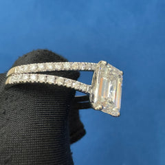 Certified 3.0CT Emerald Cut Lab Grown Diamond Engagement Ring