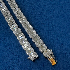 8.5mm Round & Baguette Cut Moissanite Diamond Iced Out Tennis Chain