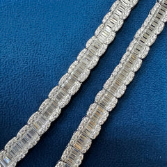 8.5mm Round & Baguette Cut Moissanite Diamond Iced Out Tennis Chain