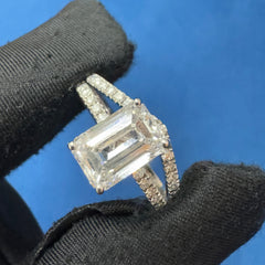 Certified 3.0CT Emerald Cut Lab Grown Diamond Engagement Ring