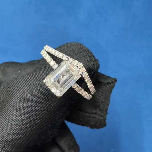 Certified 3.0CT Emerald Cut Lab Grown Diamond Engagement Ring