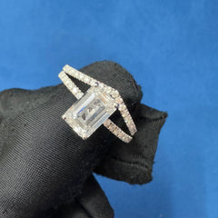 Certified 3.0CT Emerald Cut Lab Grown Diamond Engagement Ring