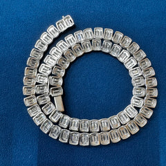 8.5mm Round & Baguette Cut Moissanite Diamond Iced Out Tennis Chain