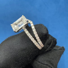Certified 3.0CT Emerald Cut Lab Grown Diamond Engagement Ring