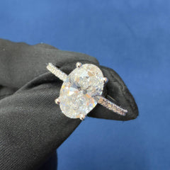 IGI Certified 3.0CT Lab Diamond Engagement Ring Hidden halo Oval Cut Ring