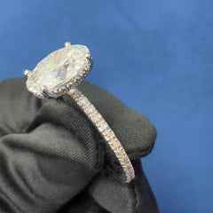 IGI Certified 3.0CT Lab Diamond Engagement Ring Hidden halo Oval Cut Ring