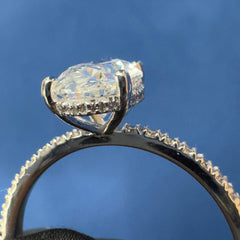 IGI Certified 3.0CT Lab Diamond Engagement Ring Hidden halo Oval Cut Ring