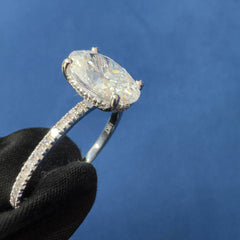 IGI Certified 3.0CT Lab Diamond Engagement Ring Hidden halo Oval Cut Ring