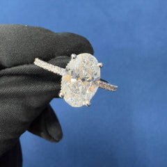 IGI Certified 3.0CT Lab Diamond Engagement Ring Hidden halo Oval Cut Ring