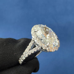 3.0CT Lab Diamond Engagement Ring halo Oval Cut Ring