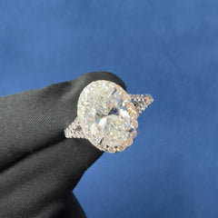 3.0CT Lab Diamond Engagement Ring halo Oval Cut Ring