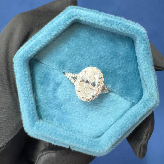 3.0CT Lab Diamond Engagement Ring halo Oval Cut Ring