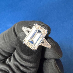 IGI Certified 4.0CT E VS1 Emerald Cut Lab Grown Diamond Engagement Ring for Her