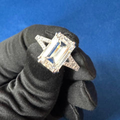 IGI Certified 4.0CT E VS1 Emerald Cut Lab Grown Diamond Engagement Ring for Her