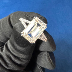 IGI Certified 4.0CT E VS1 Emerald Cut Lab Grown Diamond Engagement Ring for Her