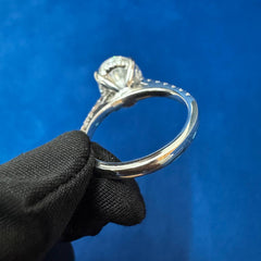 12x10 mm Iced Crushed Lab Diamond Engagement Ring,18KT white gold Bridal ring Set