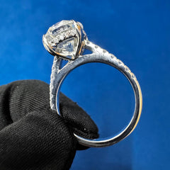 12x10 mm Iced Crushed Lab Diamond Engagement Ring,18KT white gold Bridal ring Set