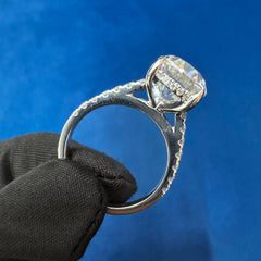 12x10 mm Iced Crushed Lab Diamond Engagement Ring,18KT white gold Bridal ring Set